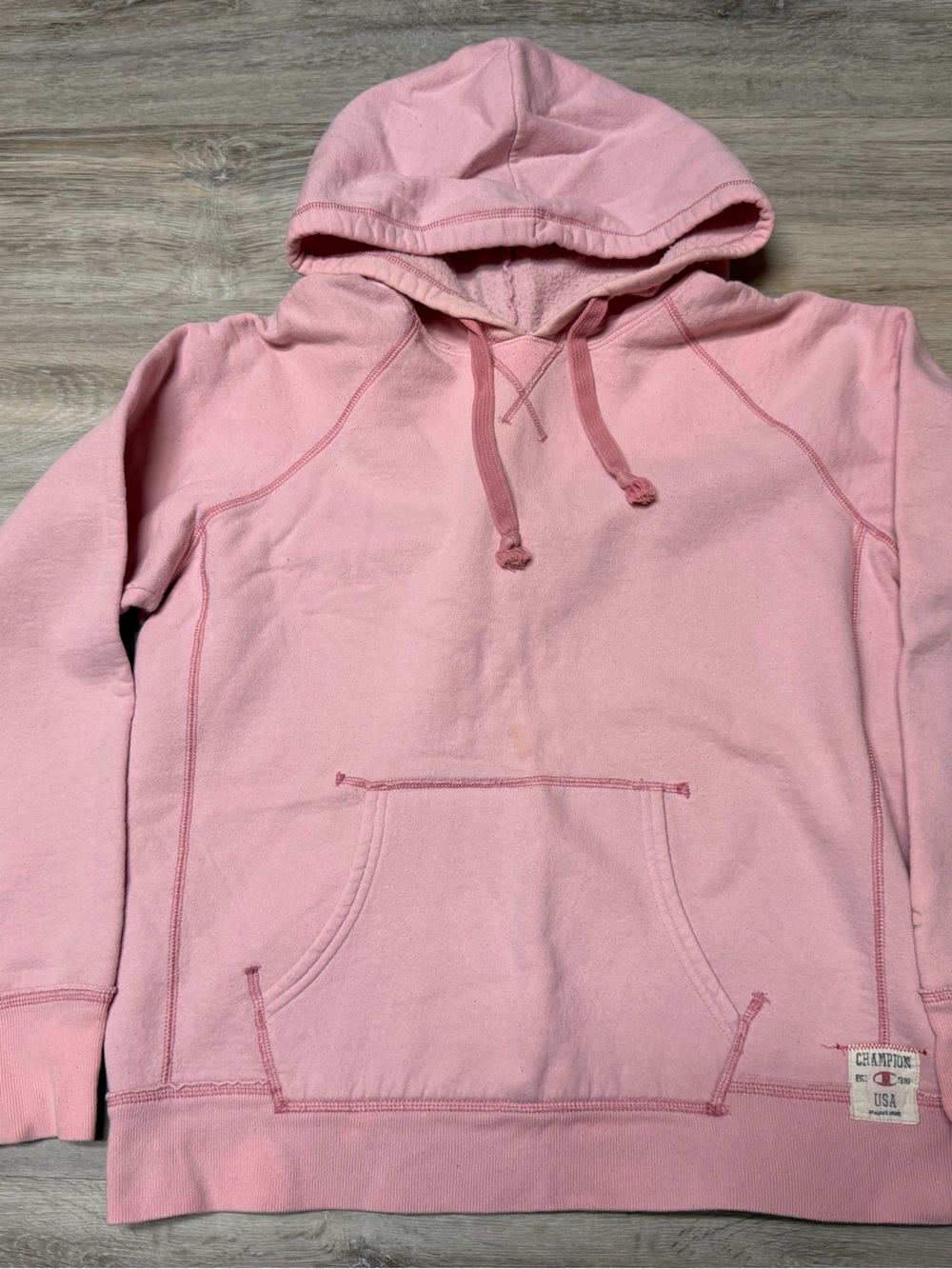 Women’s Vintage Champion Large Pink Hooded Women's Sweatshirt